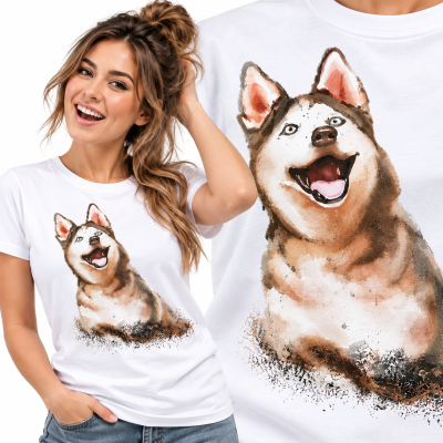 KOSZULKA DAMSKA ZWIERZĘTA   DOG HUSKY